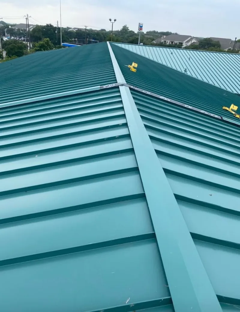 Green commercial metal roof ridge and valley for Metal Roof Repair in Casa Grande